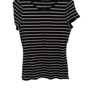 White House Black Market Black & White Striped Short Sleeve Tee
